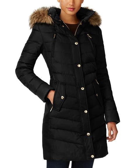 michael michael kors black 3 4 length down puffer coat